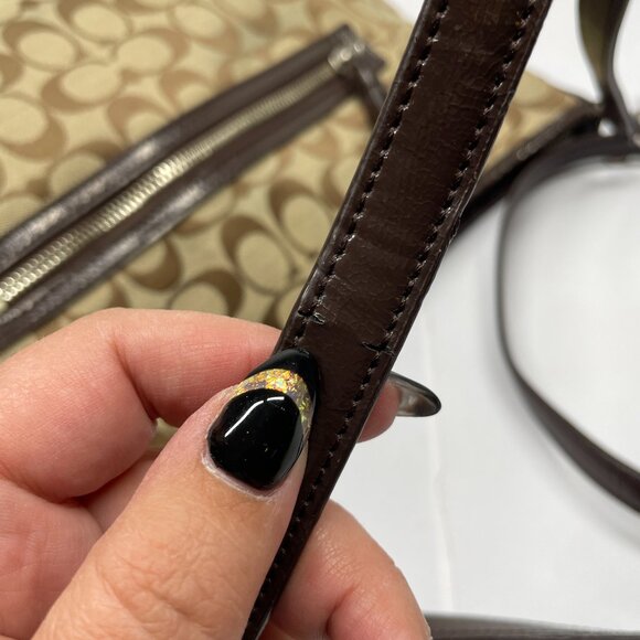 Coach Signature Handbag Purse F29941 Brown Canvas Monogram Crossbody Shoulder - Picture 7 of 10